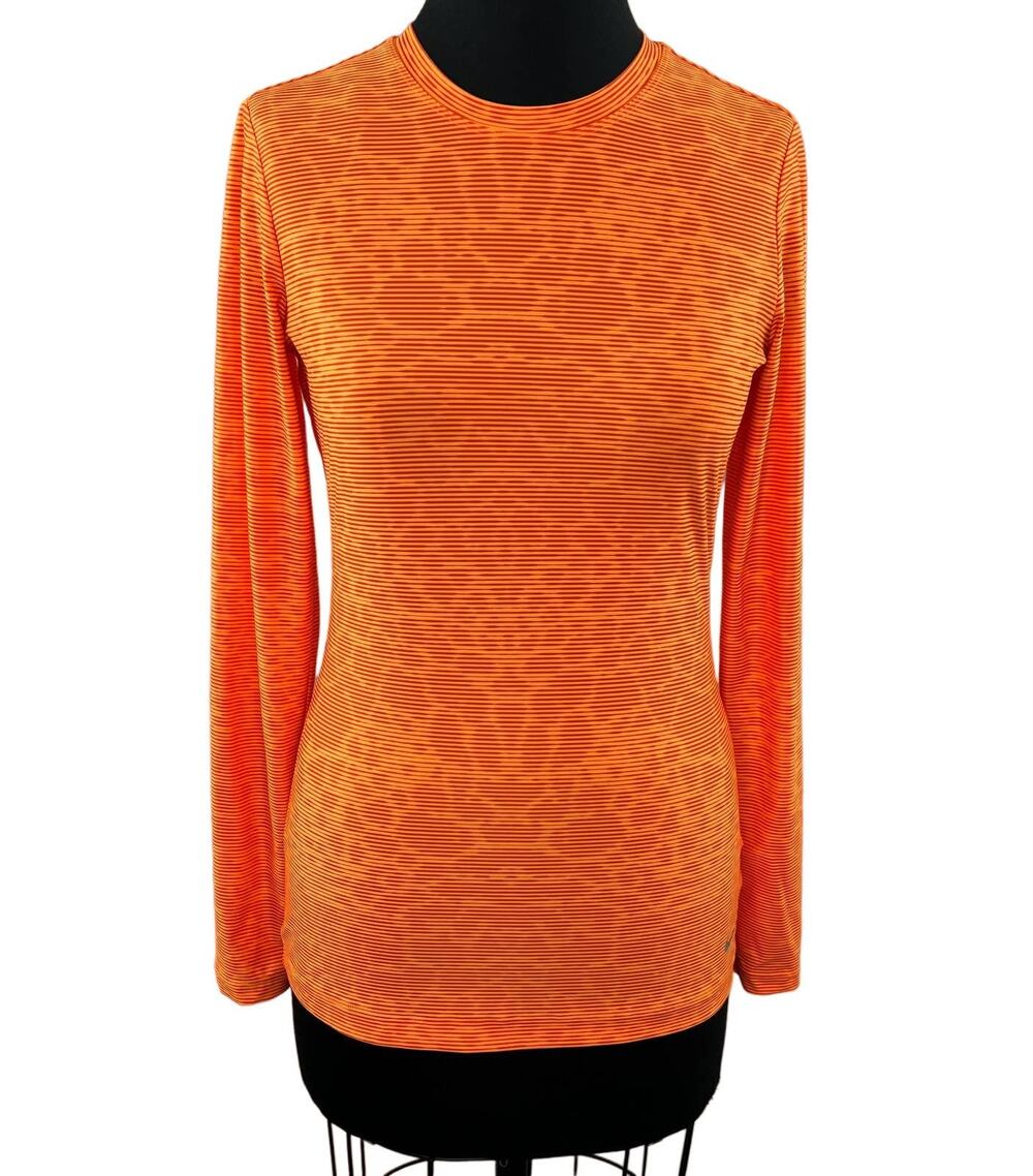 NIKE Golf Dri-FIT Tour Performance Orange Animal Print Long Sleeve Active Top S